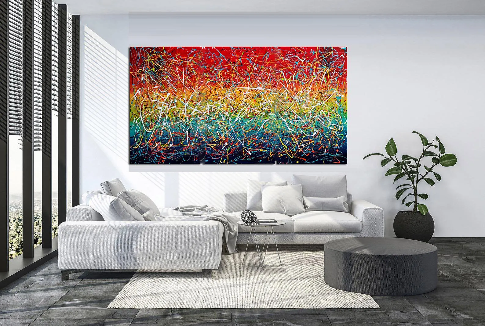 Jackson Pollock Style Modern Art 72, Wall Art Home Decor - Icy Hot