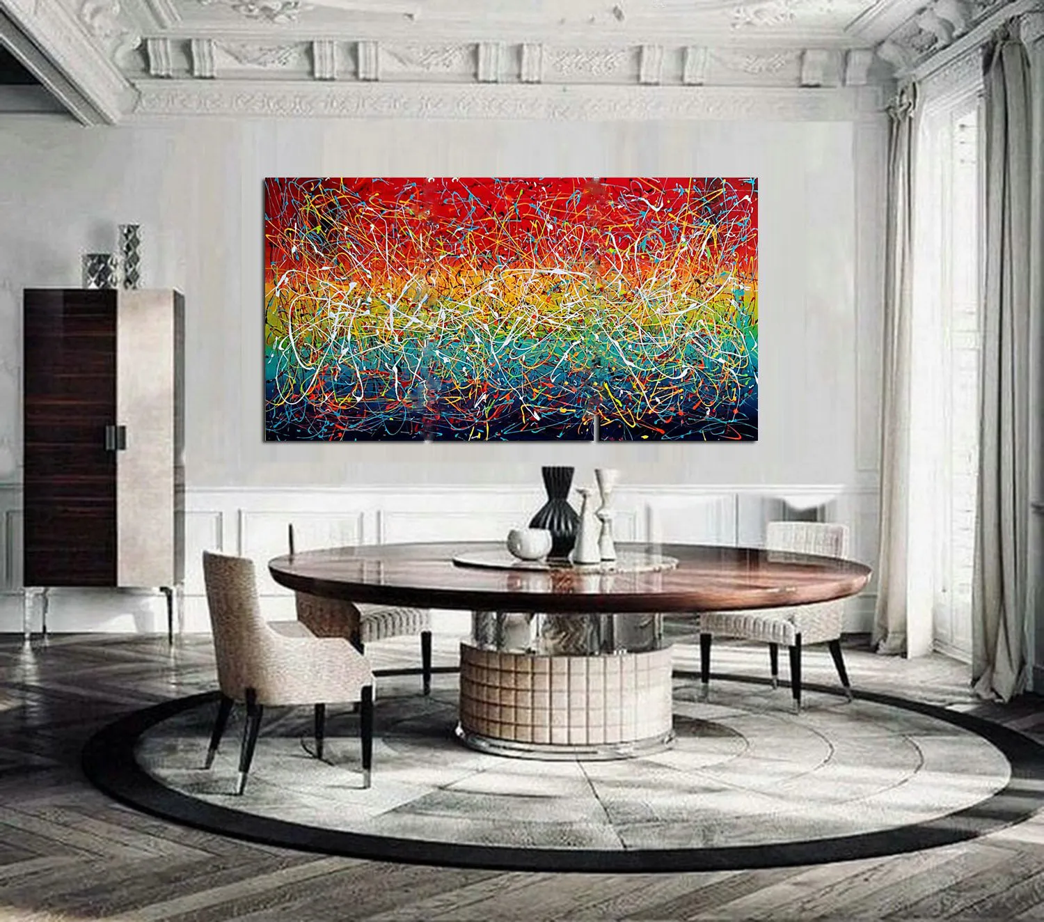 Jackson Pollock Style Modern Art 72, Wall Art Home Decor - Icy Hot