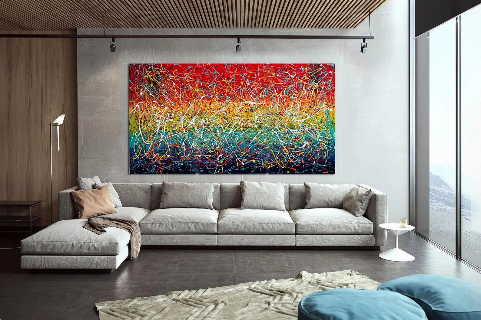 Jackson Pollock Style Modern Art 72, Wall Art Home Decor - Icy Hot