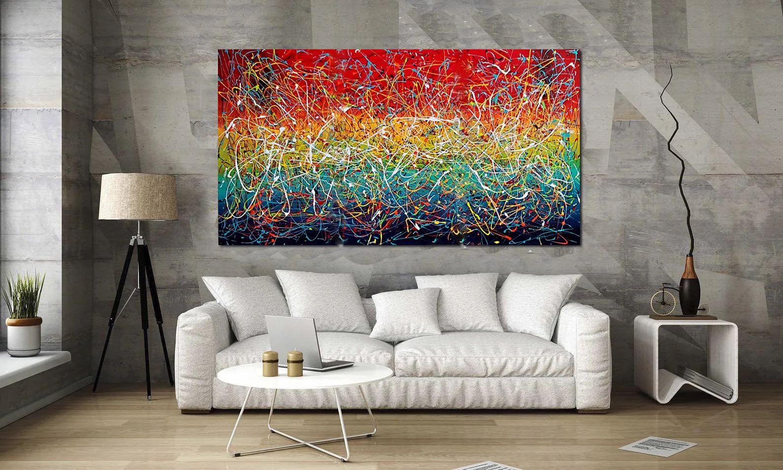 Jackson Pollock Style Modern Art 72, Wall Art Home Decor - Icy Hot