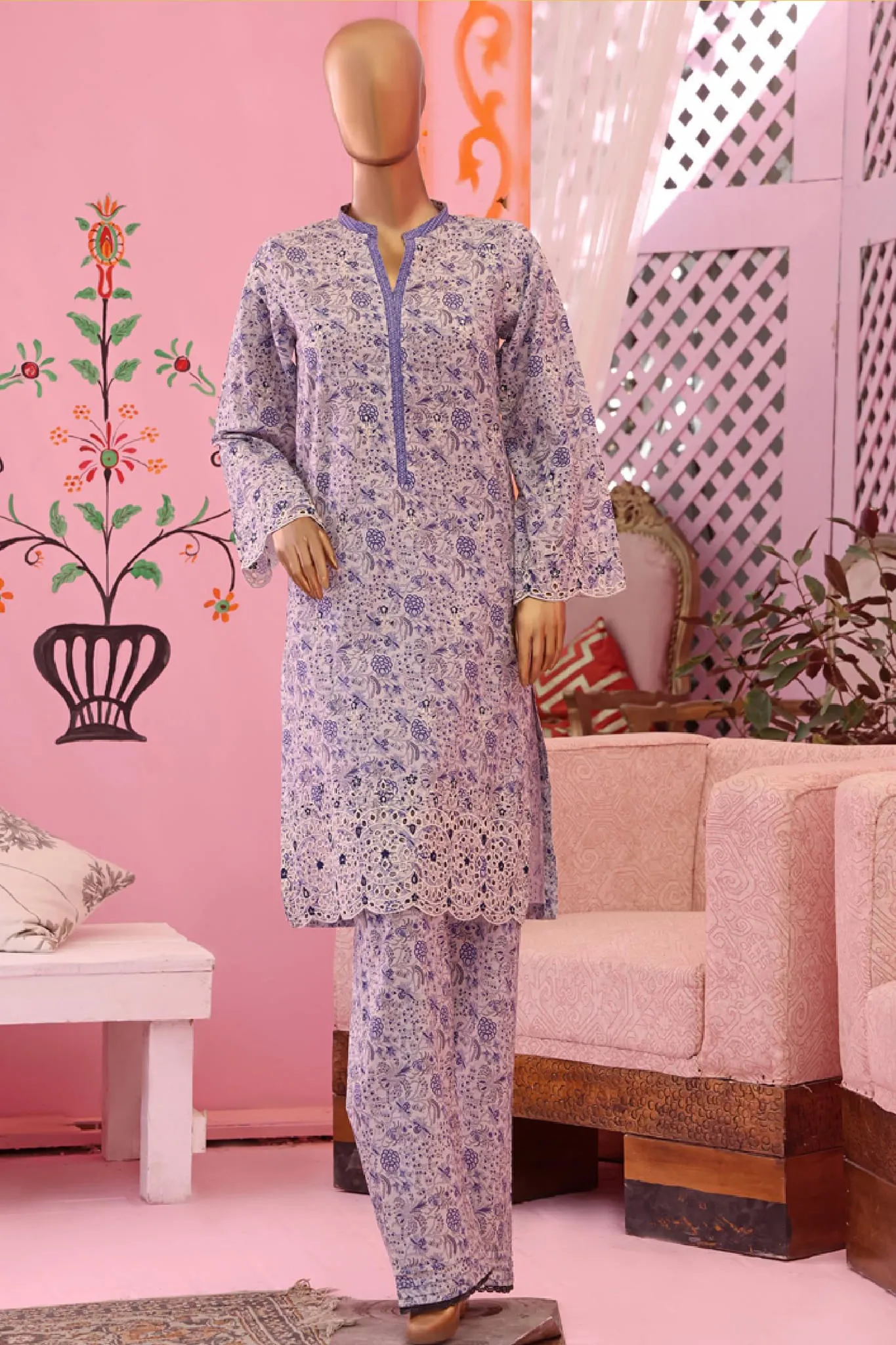 Janaan by Bin Saeed Stitched 2 Piece Chikankari Cotton Vol-02 Collection'2022-CKF-065-L.Blue