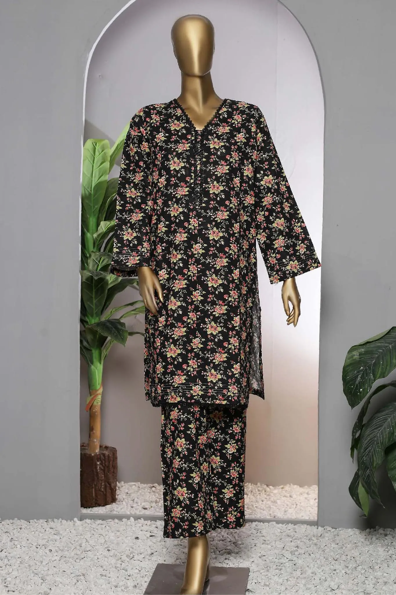 Janaan by Bin Saeed Stitched 2 Piece Printed Khaddar Collection'2022-KKF-038-Black