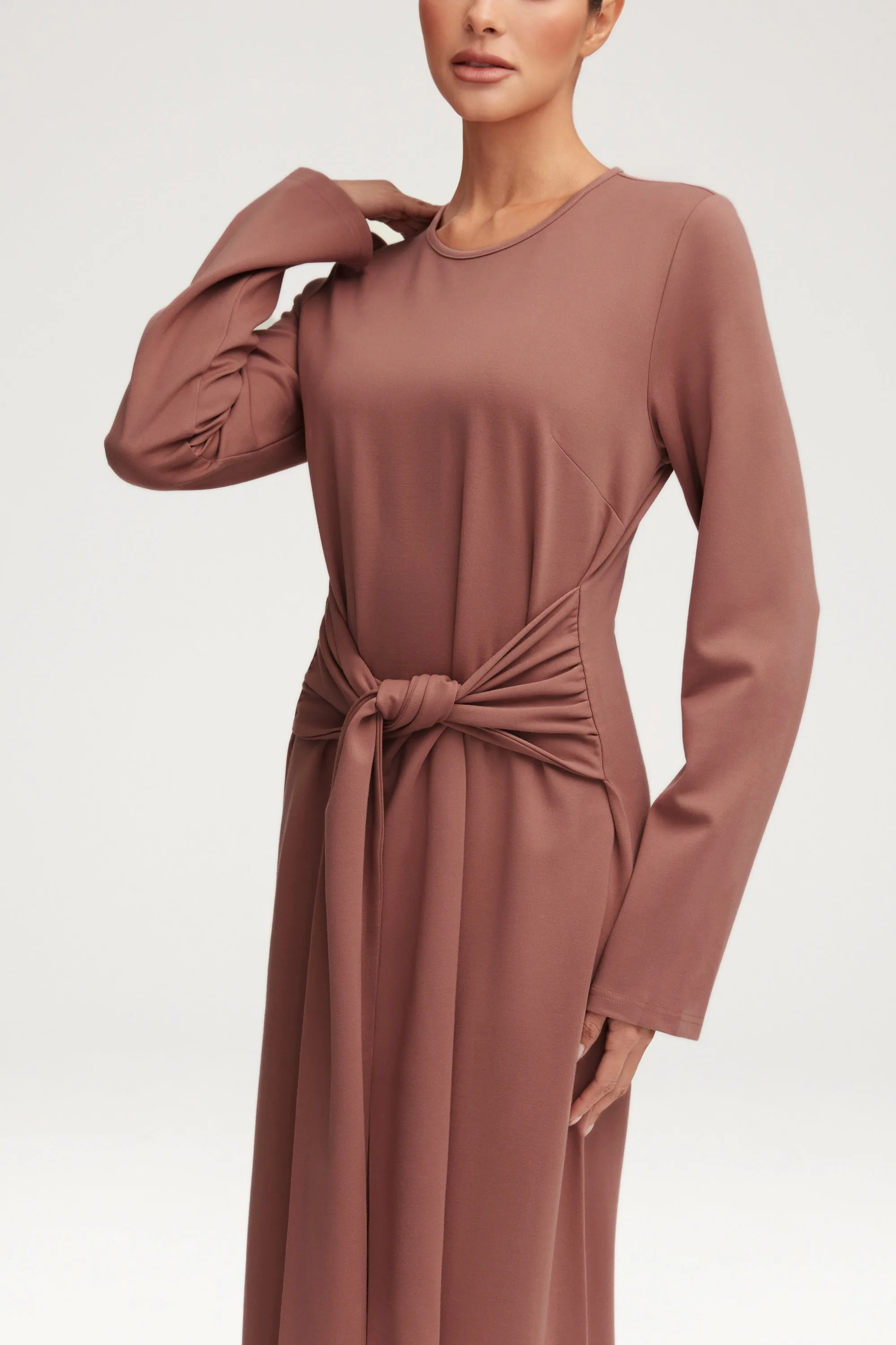 Jersey Tie Front Maxi Dress - Blush Nude