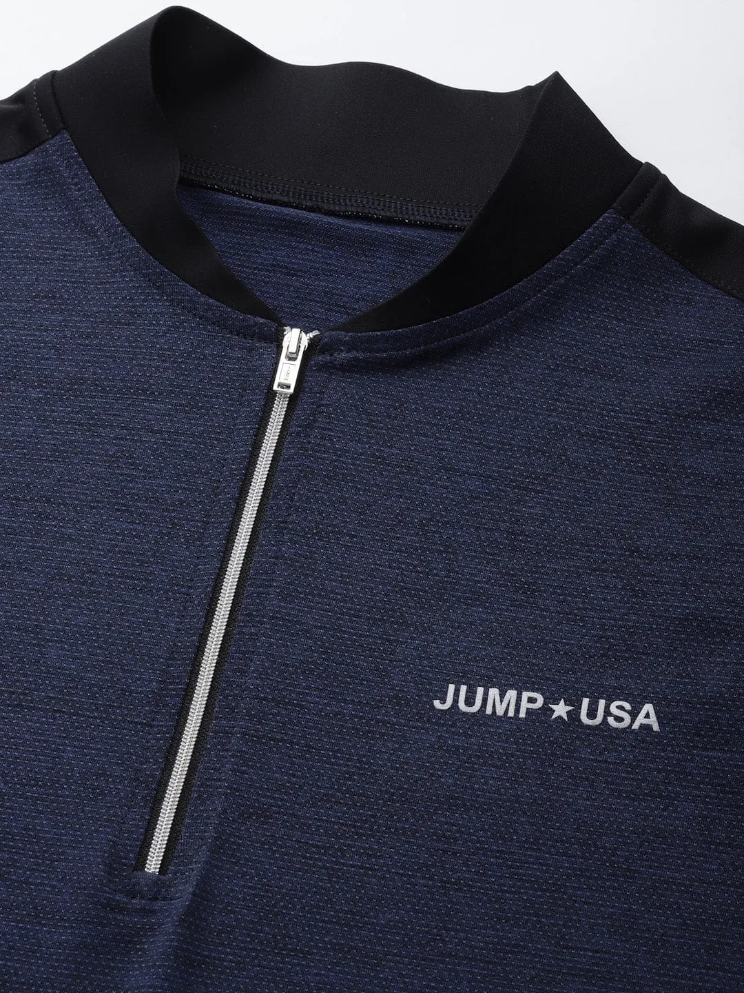 JUMP USA Lifestyle Women Navy Anthra & Black Polyster Stand Collor T-Shirt