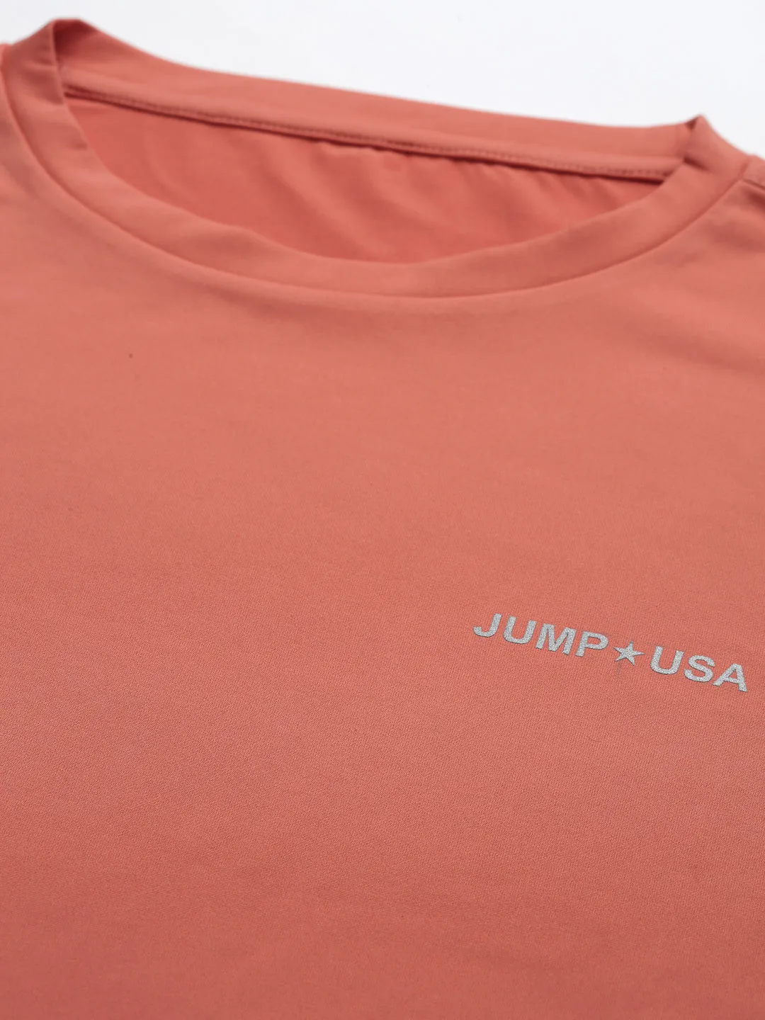 JUMP USA Outdoor Men Coral & Navy Rapid-Dry Solid T-Shirts