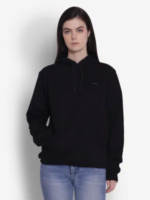 JUMP USA Women Solid Black Hoodie