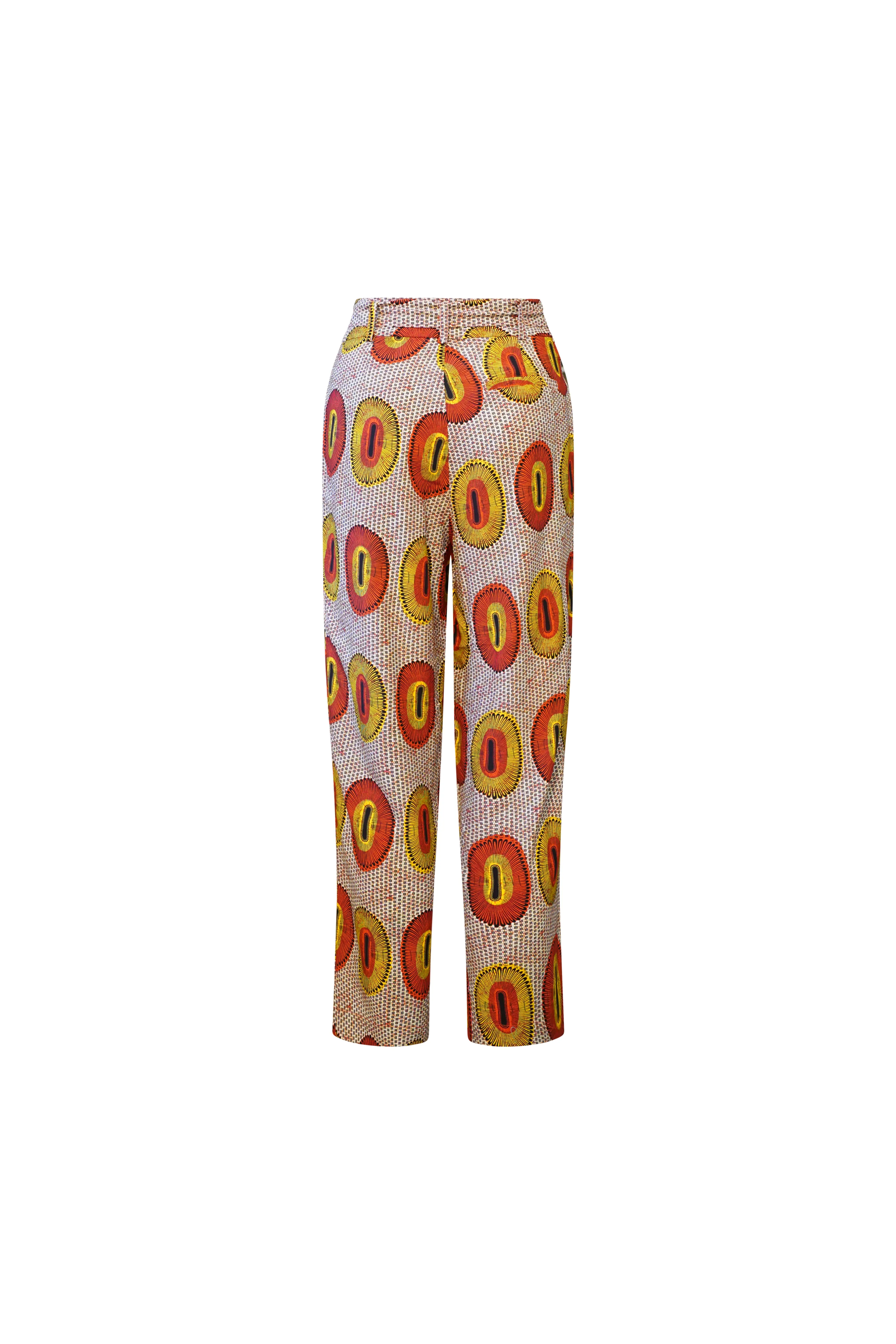 Kianga High-Rise cropped straight-leg pants - Yellow and Orange Rhythmic Spirits Print | ILC OA OG