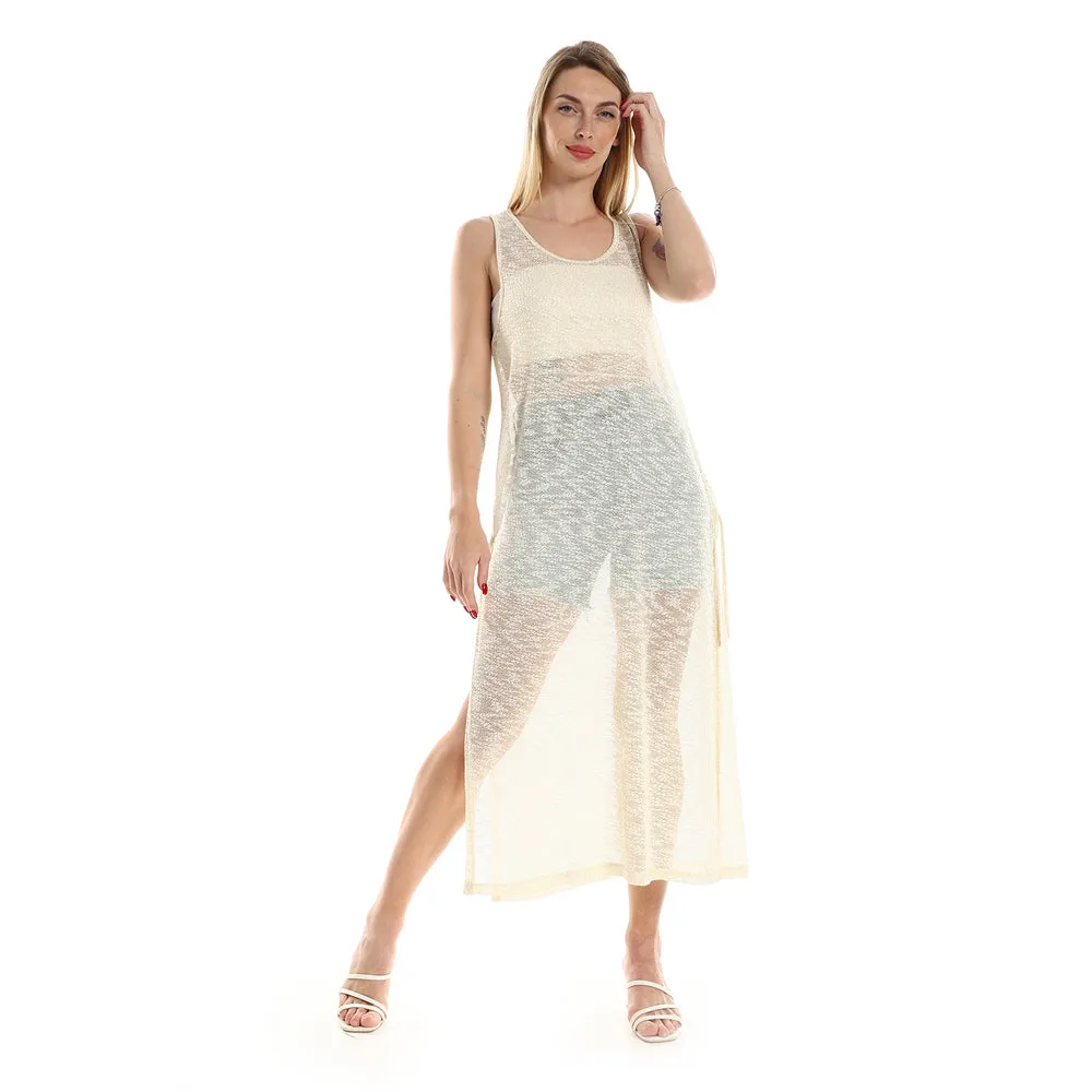 Knitted Cap Sleeves Long Casual Dress - Kady