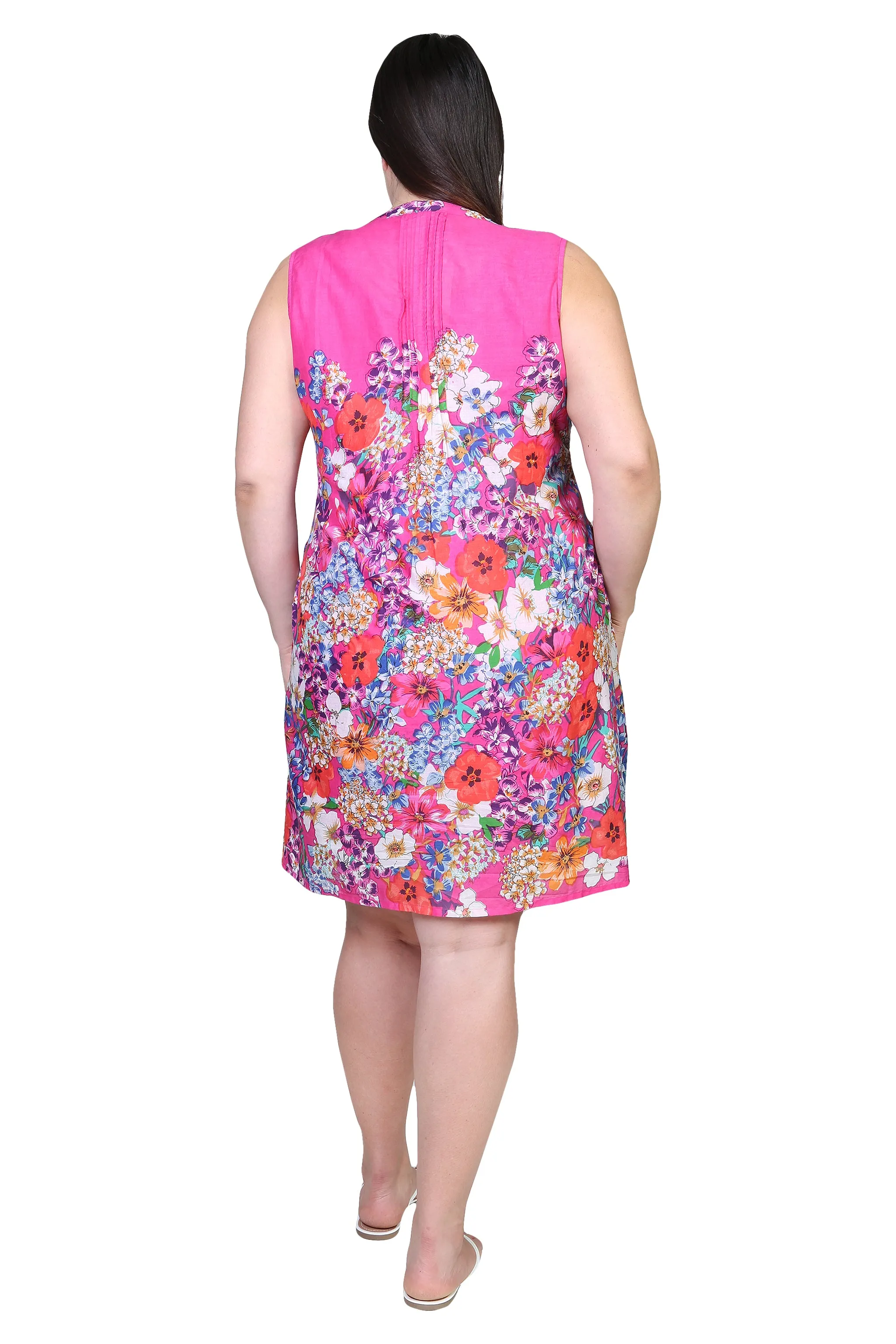 La Cera Sleeveless Short Floral Plus Size Sundress