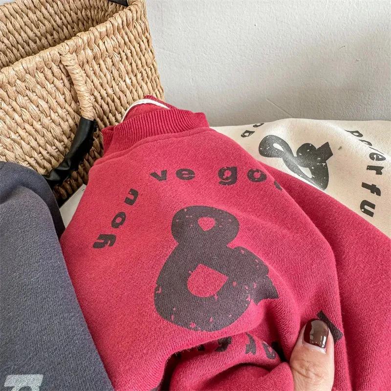 Letter-Print Warm Sweatshirt