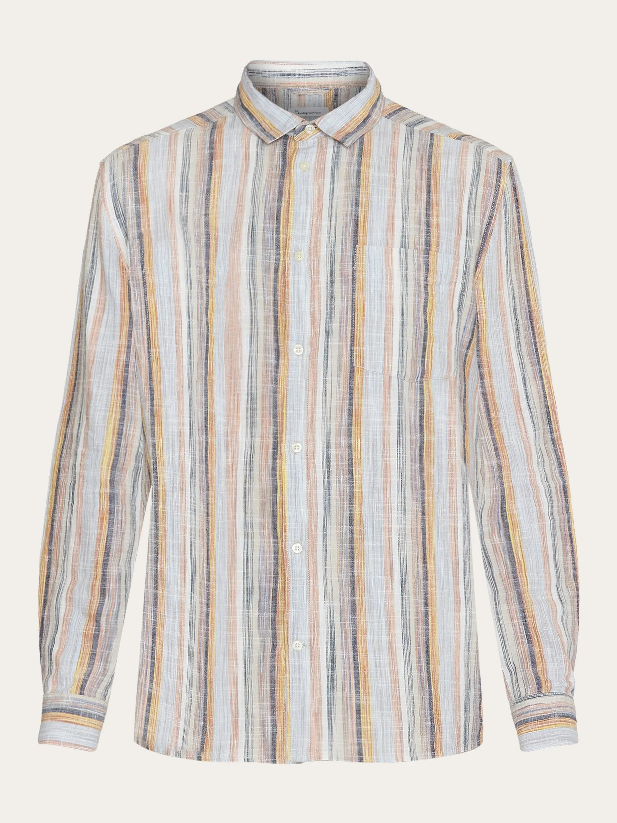 Loose multicolored striped linen shirt - GOTS/Vegan - Multi color stripe