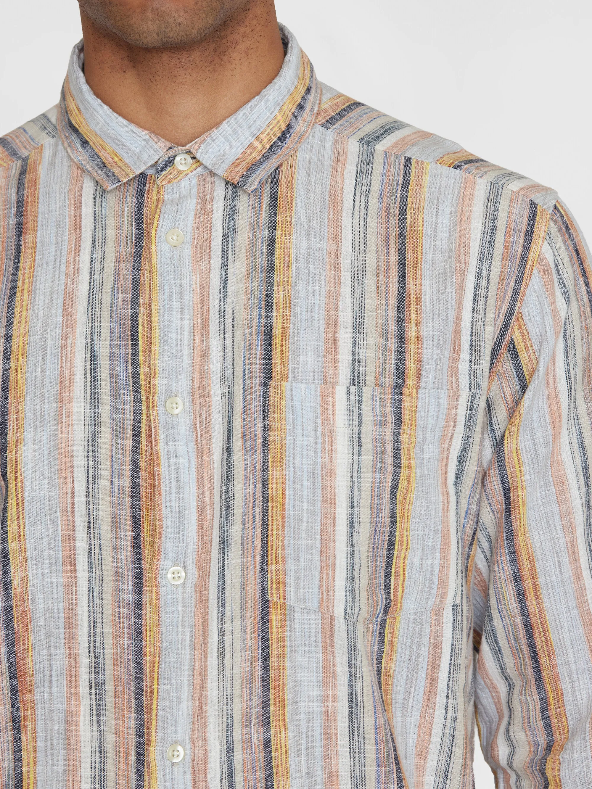 Loose multicolored striped linen shirt - GOTS/Vegan - Multi color stripe