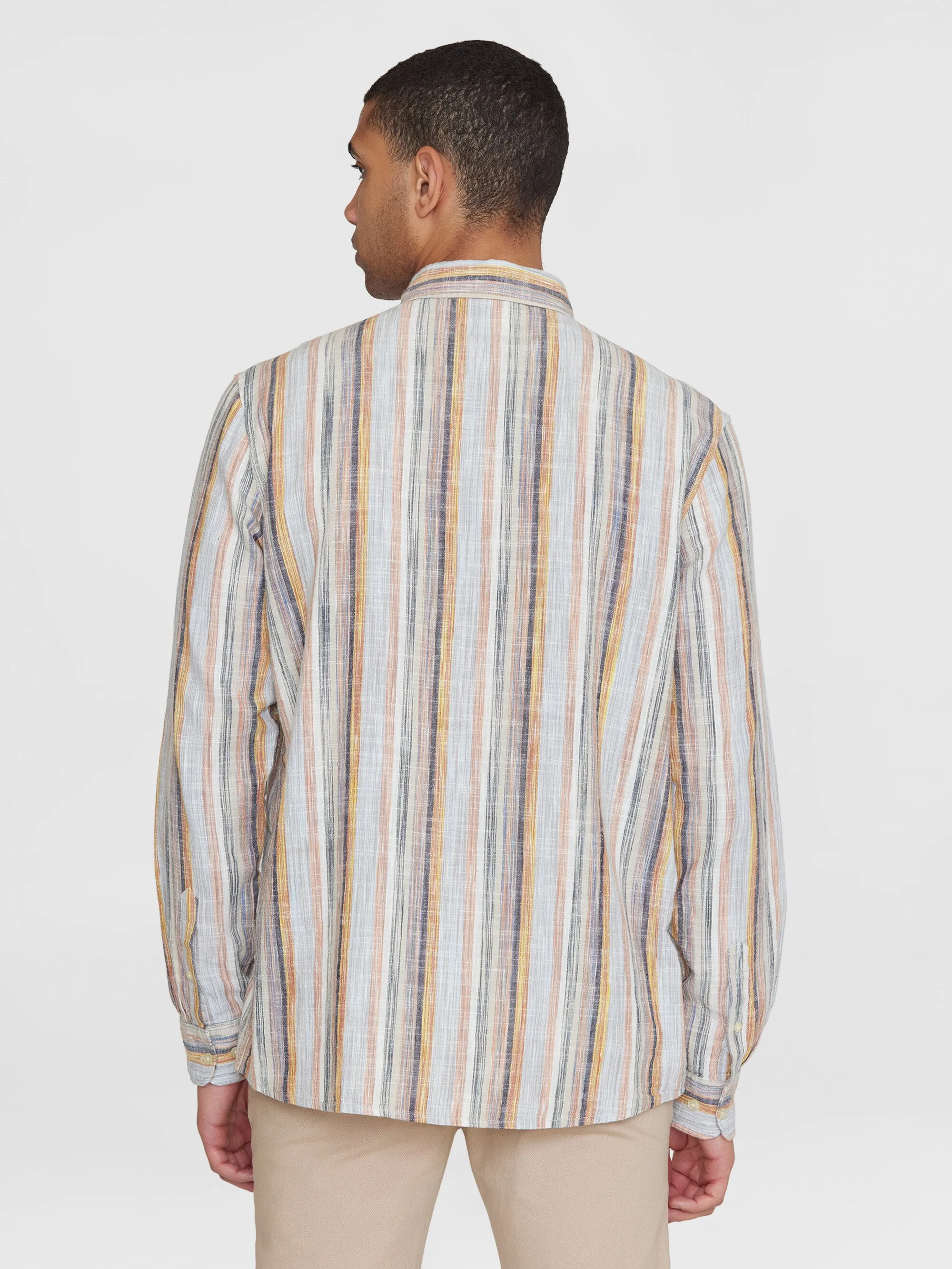 Loose multicolored striped linen shirt - GOTS/Vegan - Multi color stripe