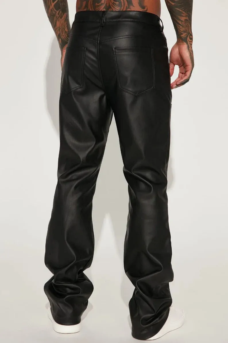 Men's Genuine Black Sheepskin Leather Pants