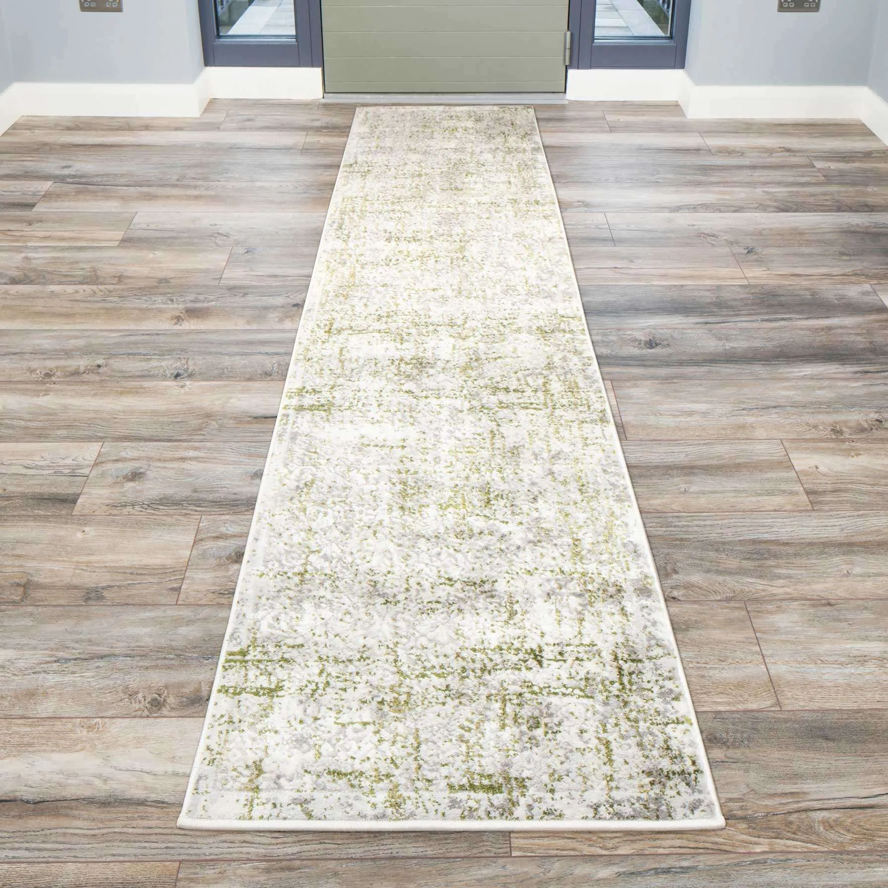 Modern Green Abstract Runner Rugs