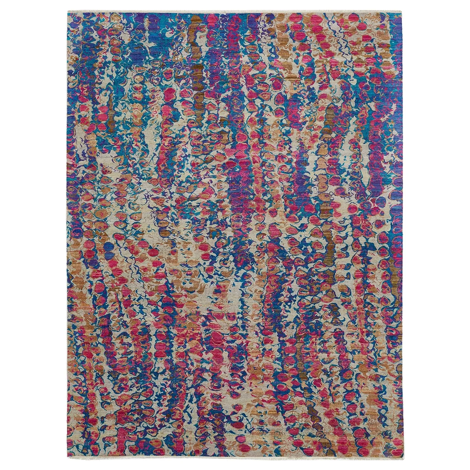 Multi Modern Wool Silk Blend Rug - 9' x 12'