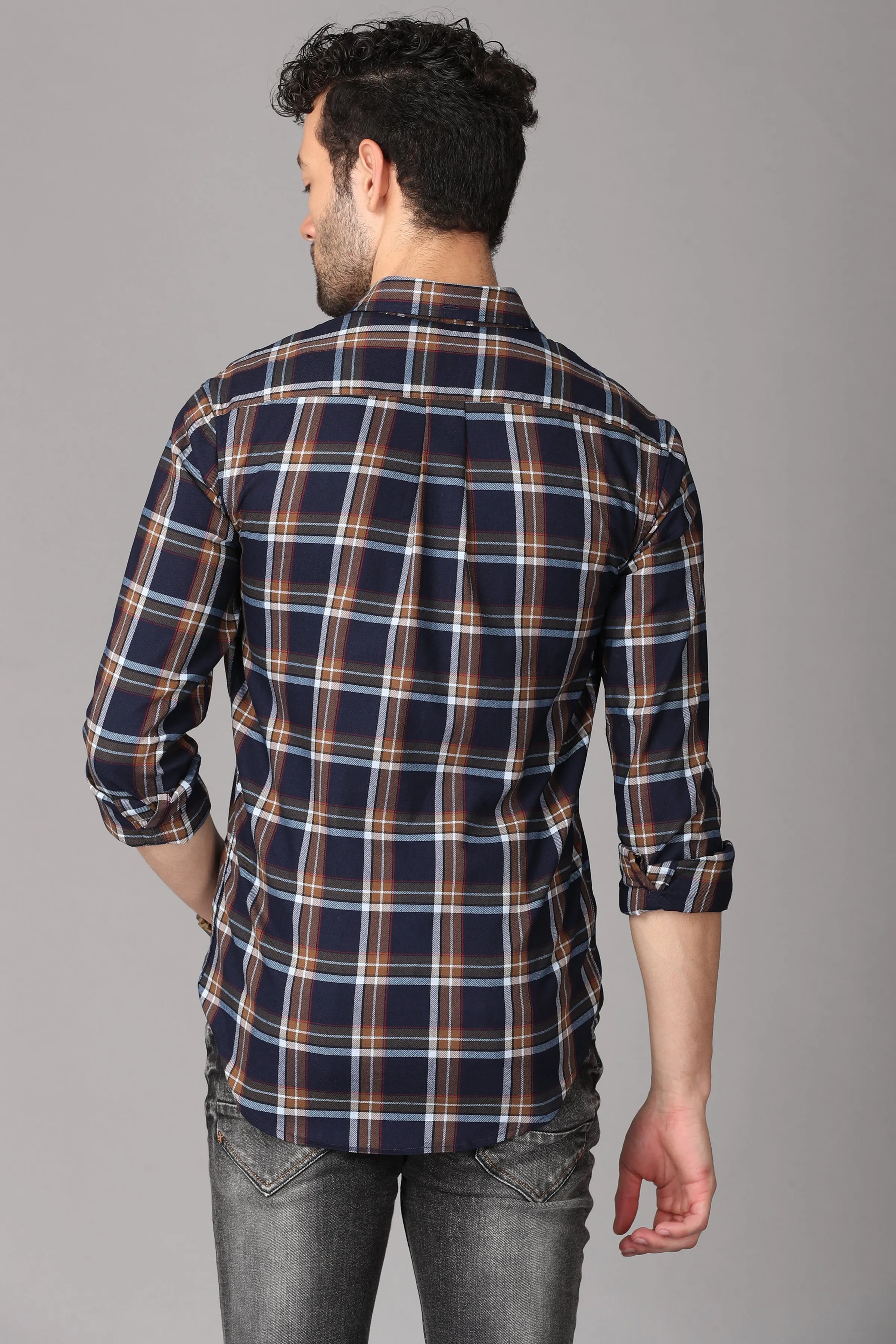 Navy Blue Checks Shirt