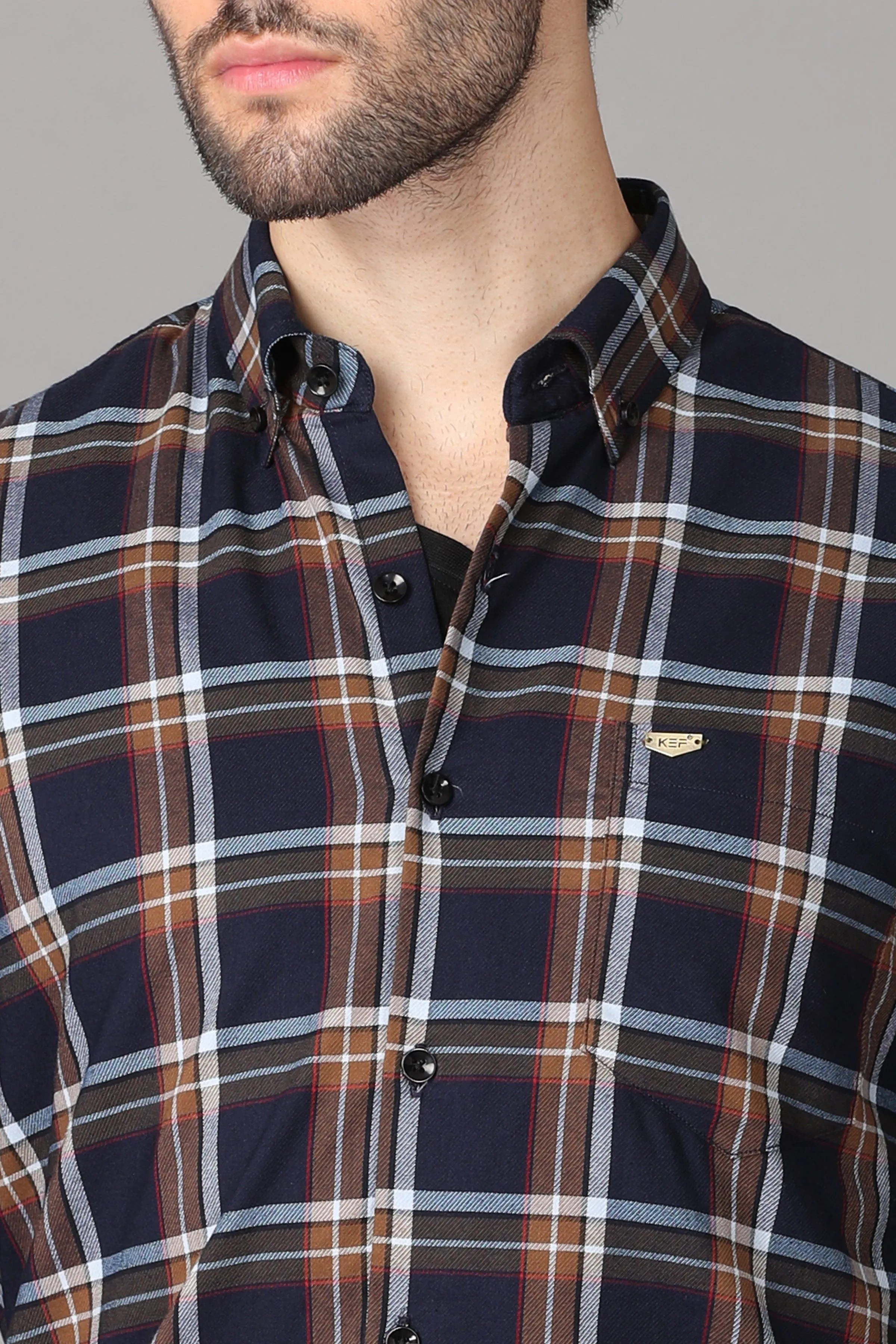 Navy Blue Checks Shirt