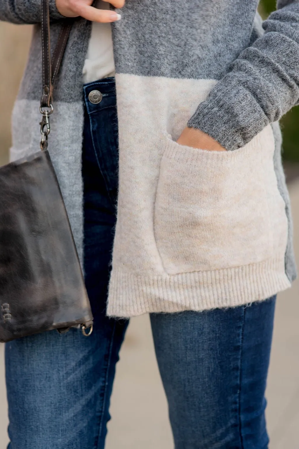 Neutral Blocked Pocket Cardigan