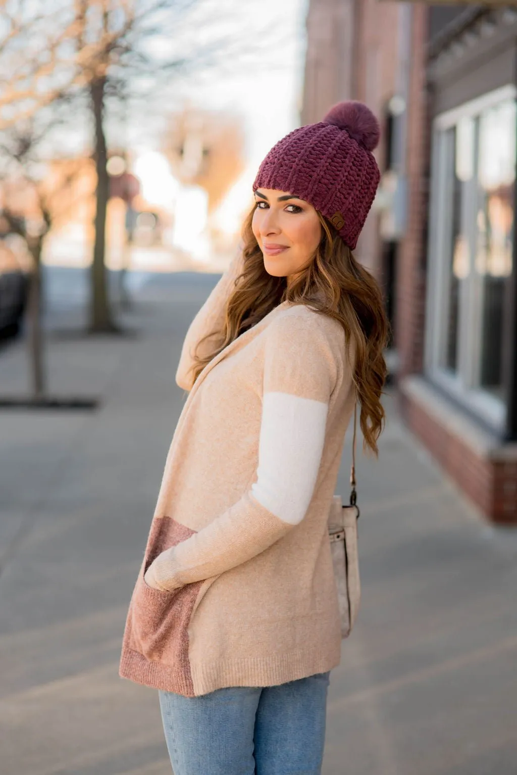 Neutral Blocked Pocket Cardigan