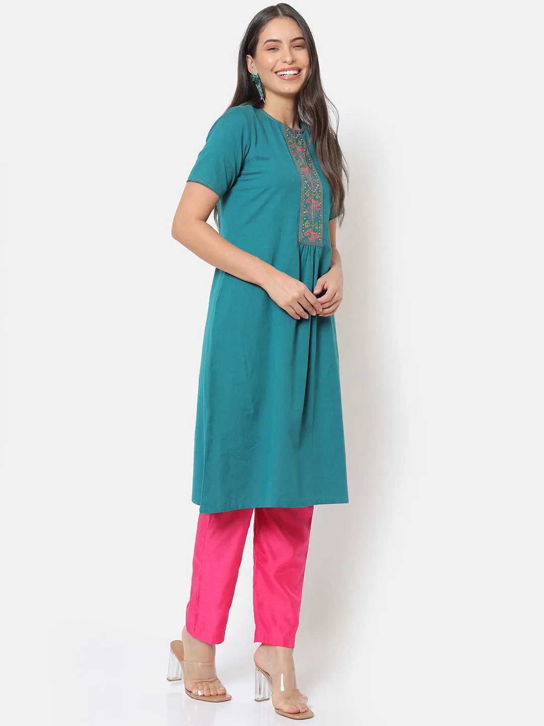 Oceania Green Gathered Kurta