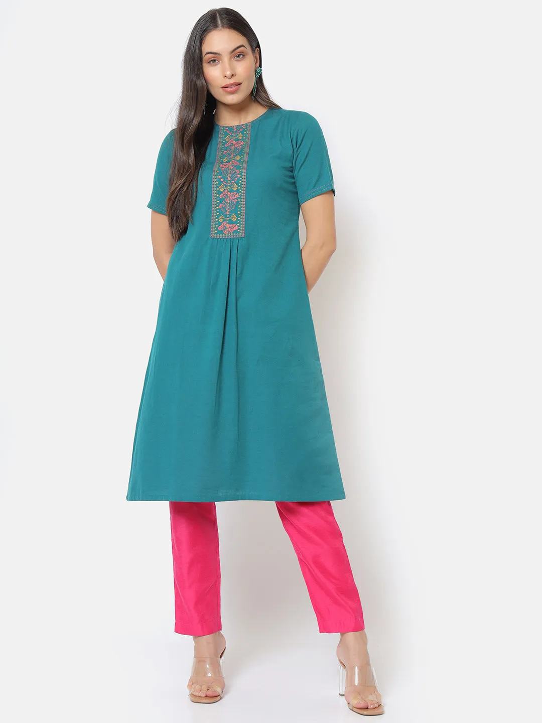 Oceania Green Gathered Kurta