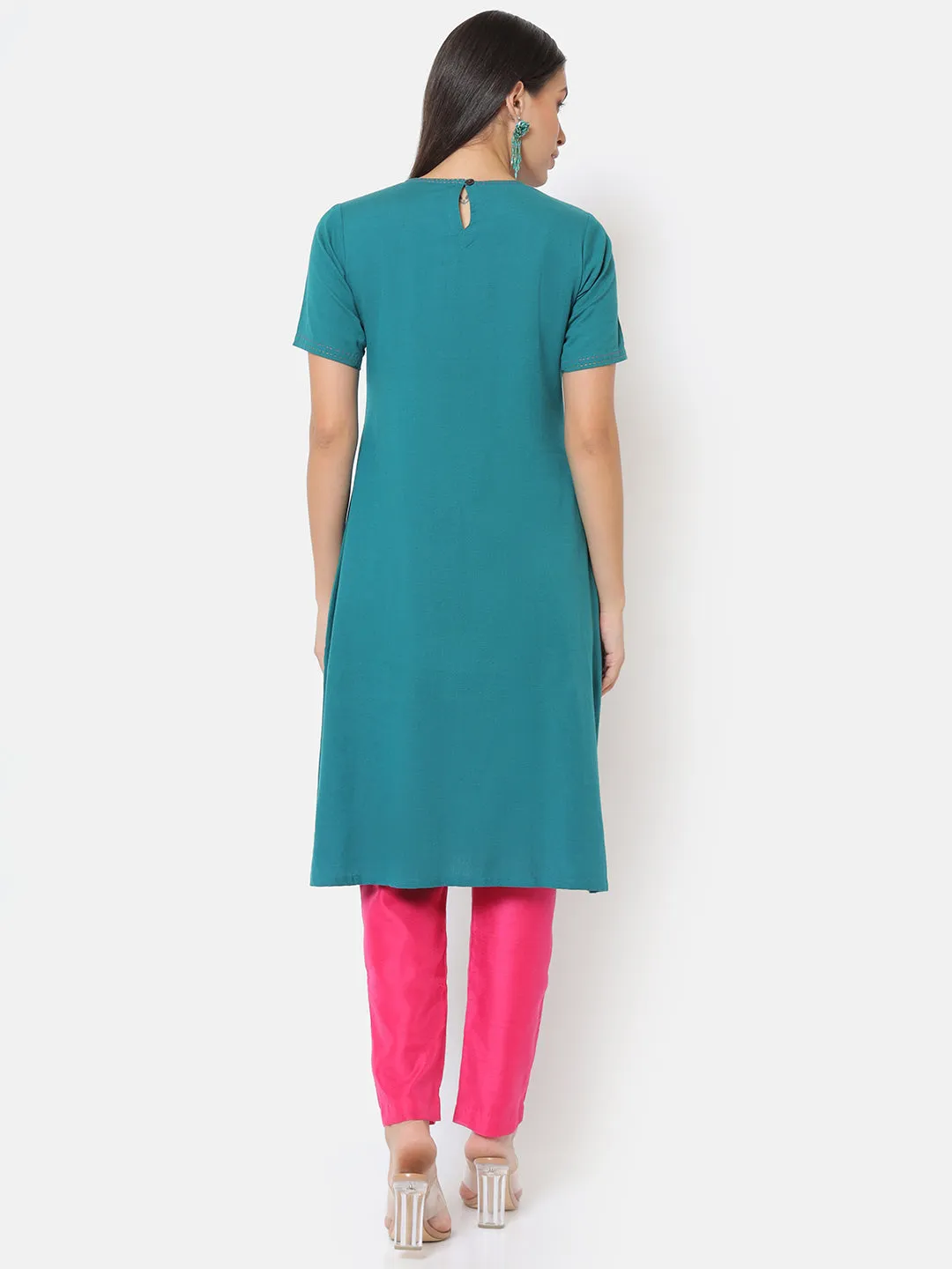 Oceania Green Gathered Kurta