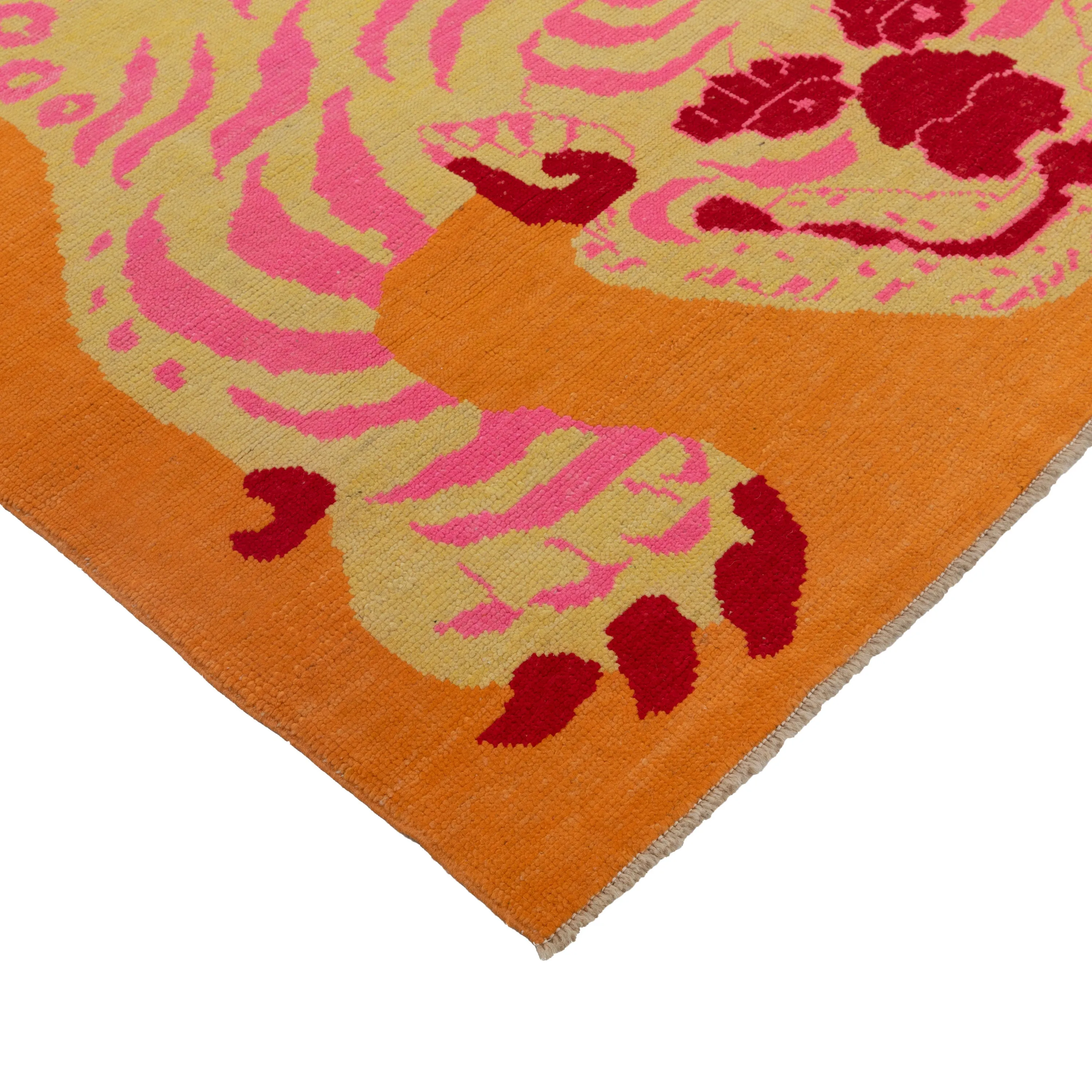 Orange Tiger Modern Turkish Wool Rug - 6'11" x 9'10"