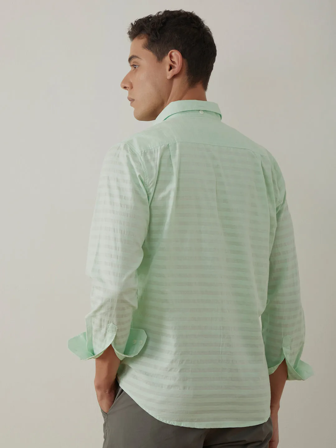 Pastel Green Striped Shirt