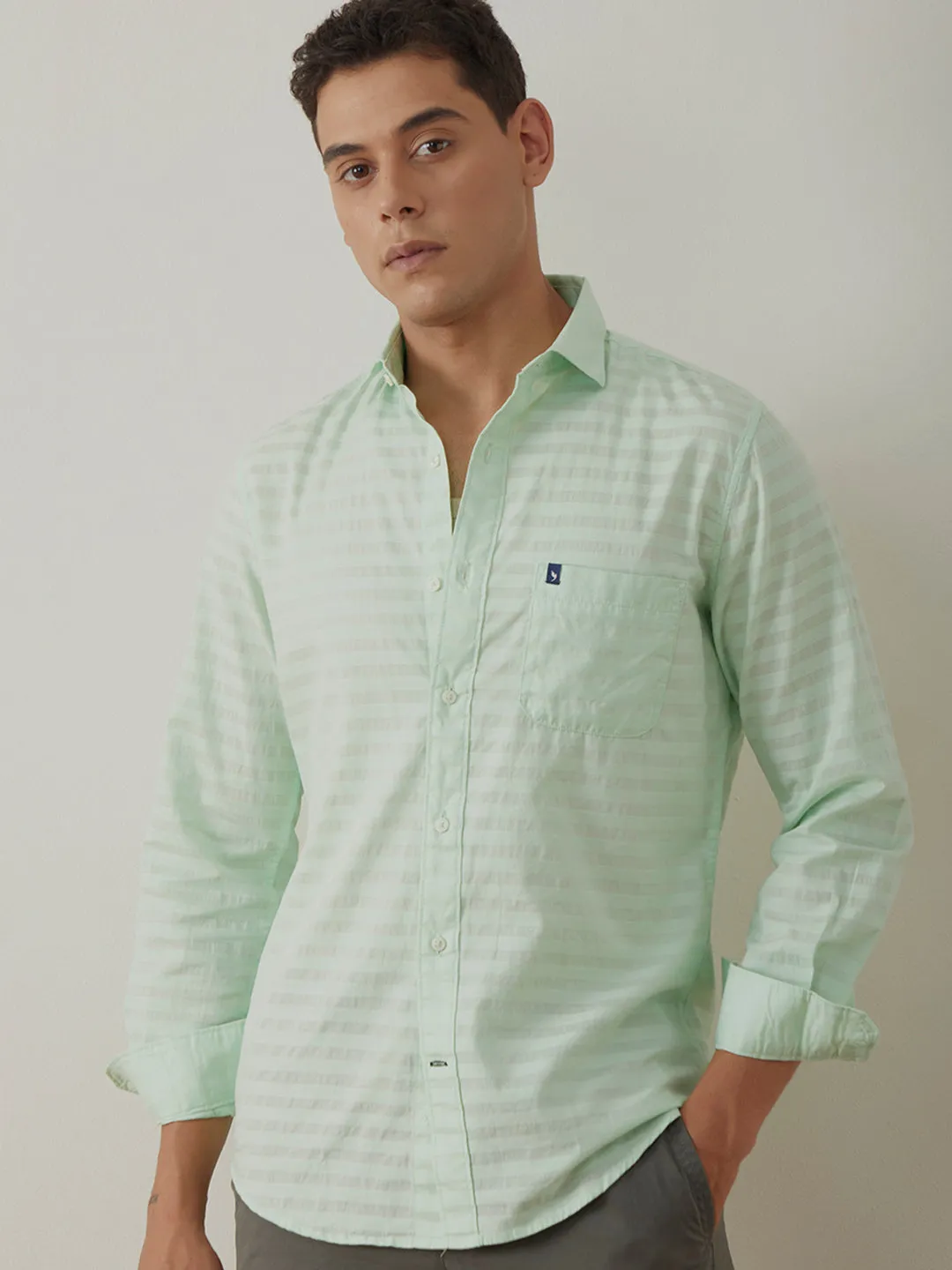 Pastel Green Striped Shirt