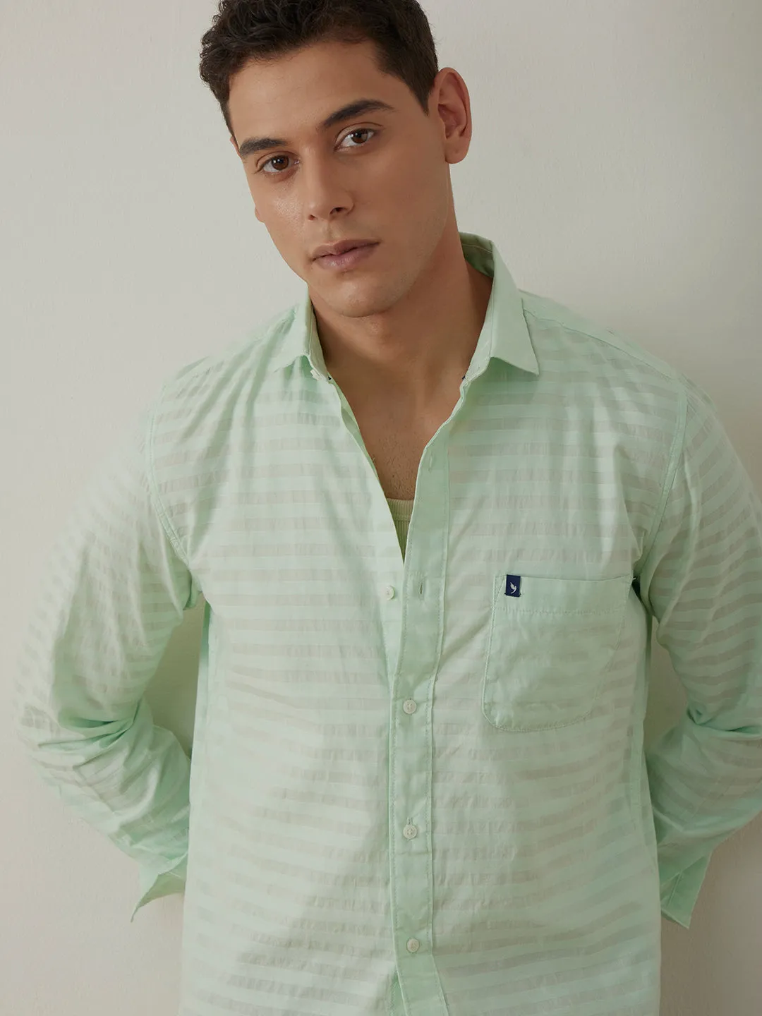 Pastel Green Striped Shirt