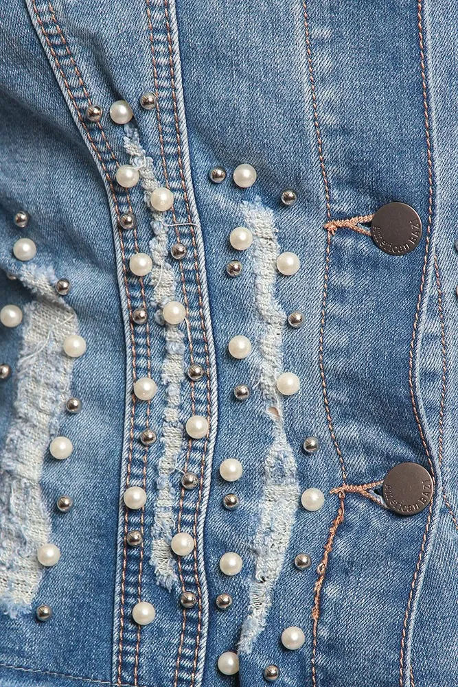 Pearl Distressed Denim Jacket