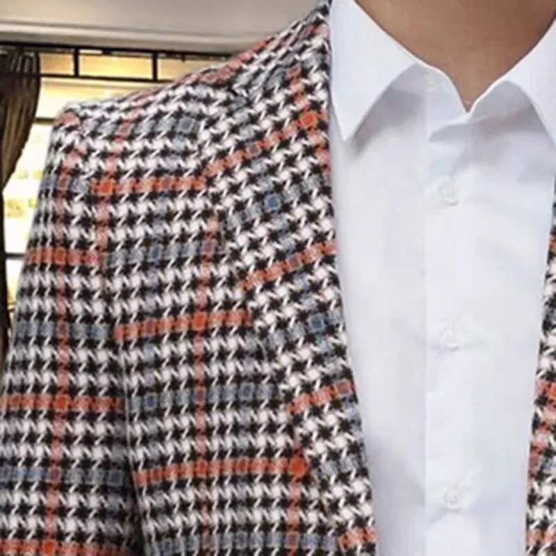 Plaid Pattern Single Breasted Blazer