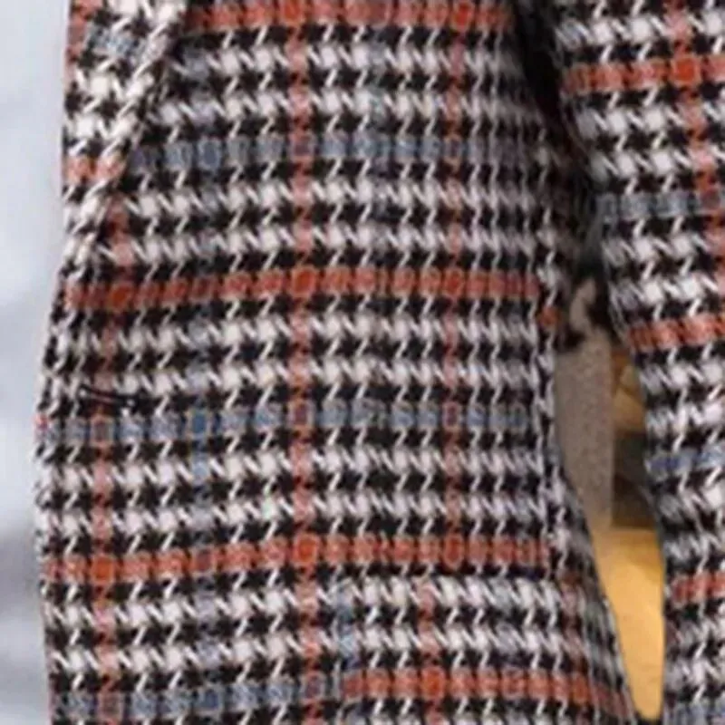 Plaid Pattern Single Breasted Blazer