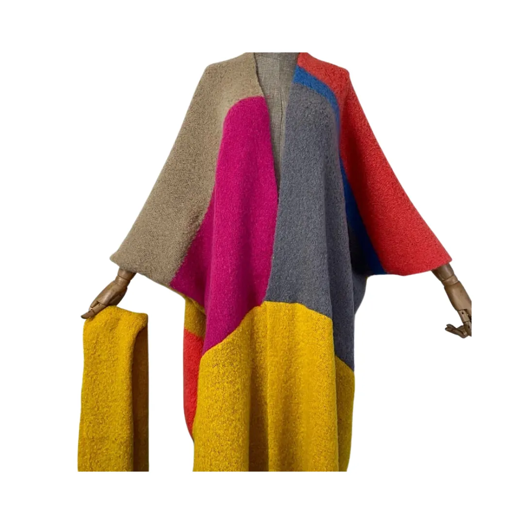 Pre Order:  Vibrant Long Cardigan with Scarf - WINI