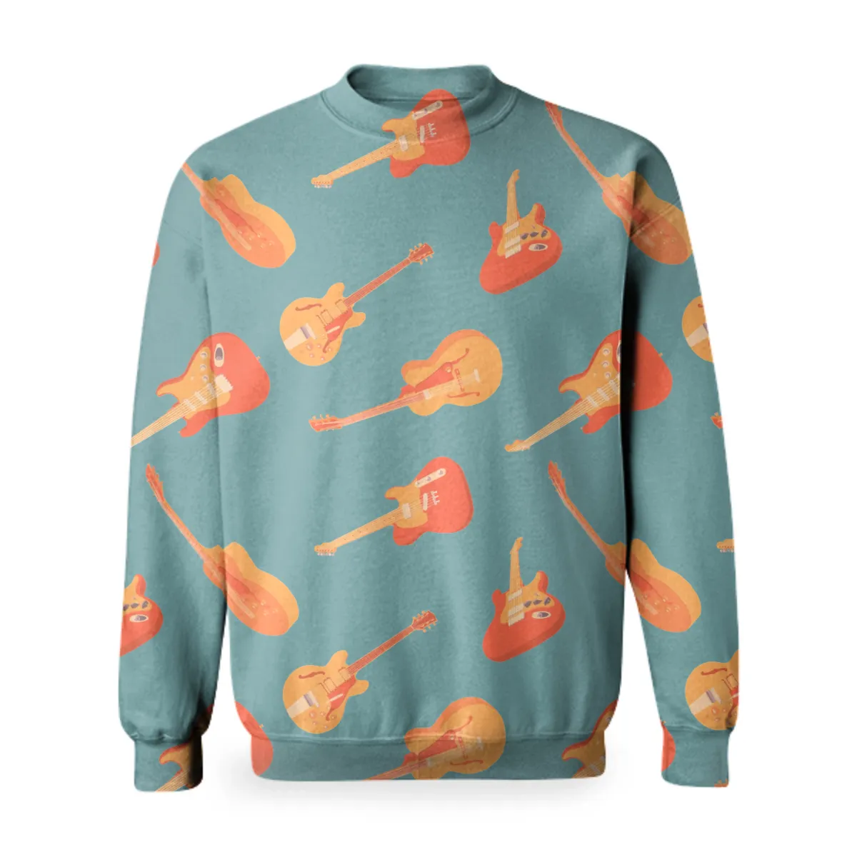 "GUITAR" pattern basic sweatshirt