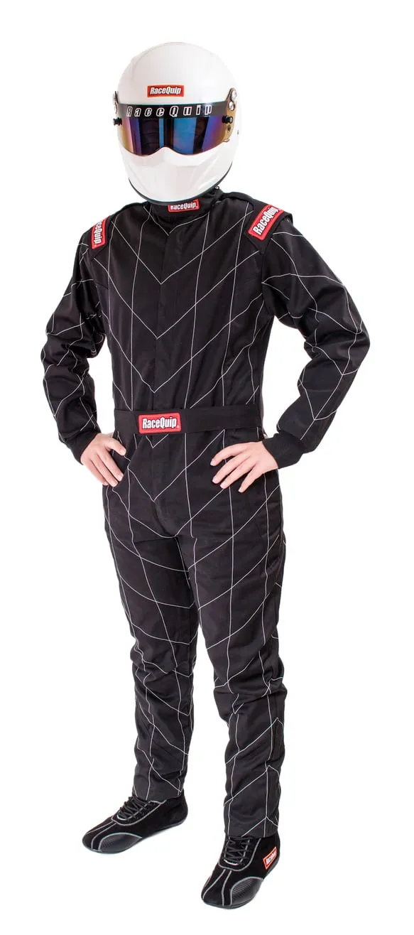 RaceQuip One Piece Single Layer Fire Suit - Black - XL - 130906