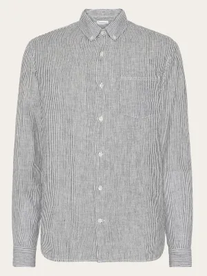 Regular striped linen shirt - GOTS/Vegan - Total Eclipse