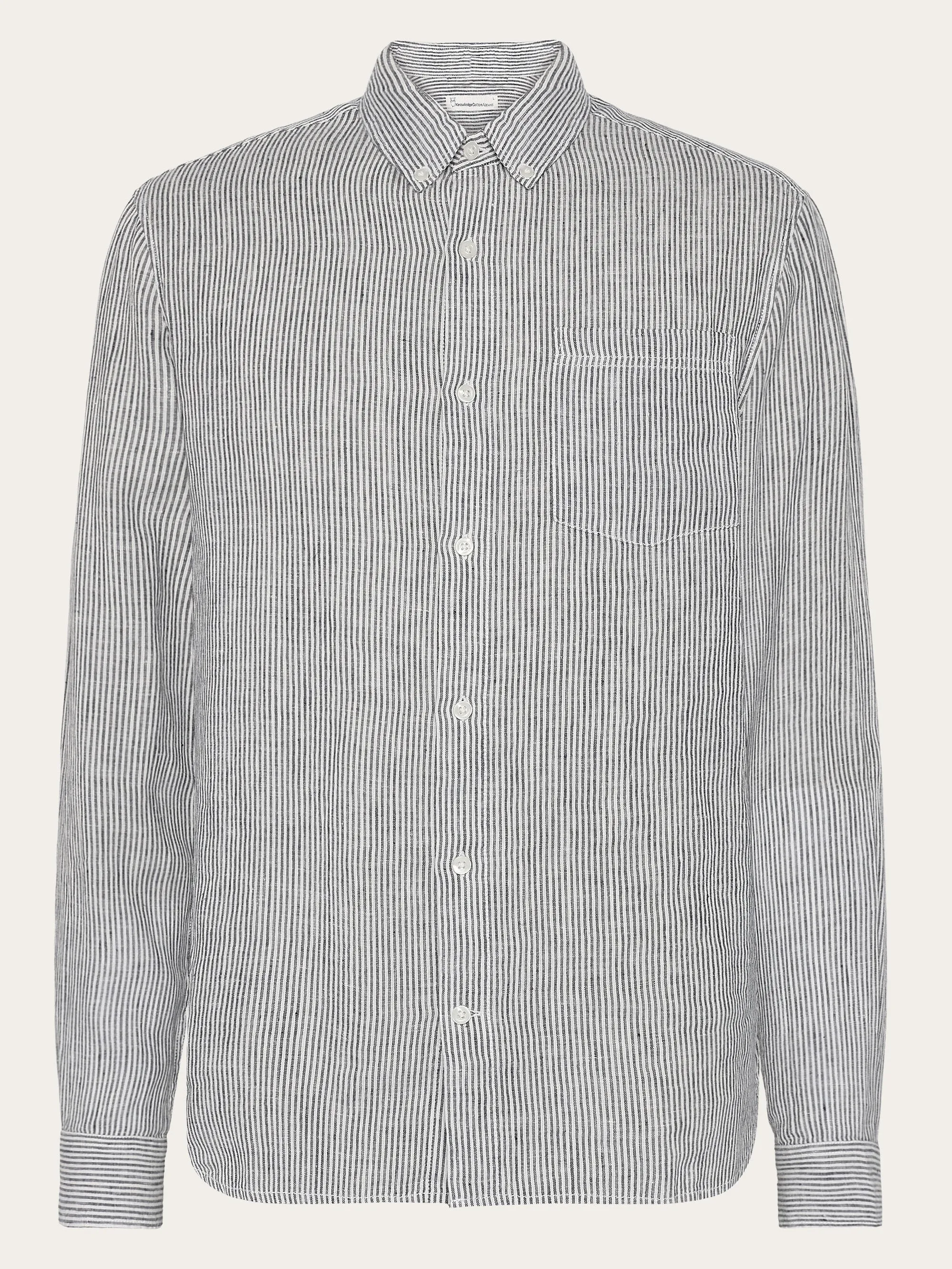 Regular striped linen shirt - GOTS/Vegan - Total Eclipse