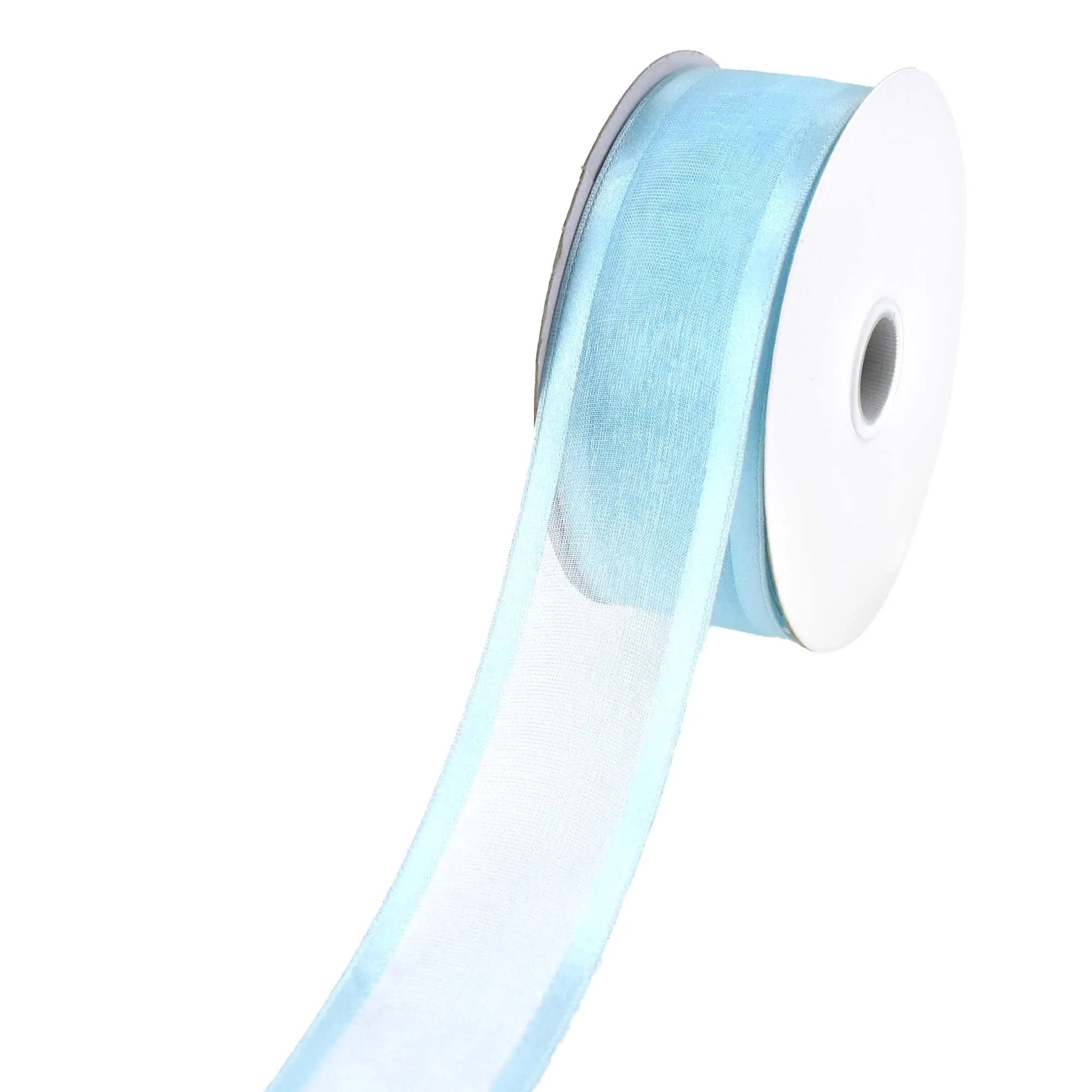 Sheer Organza with Satin Wired Edge Ribbon, 1-1/2-inch, 25-yard