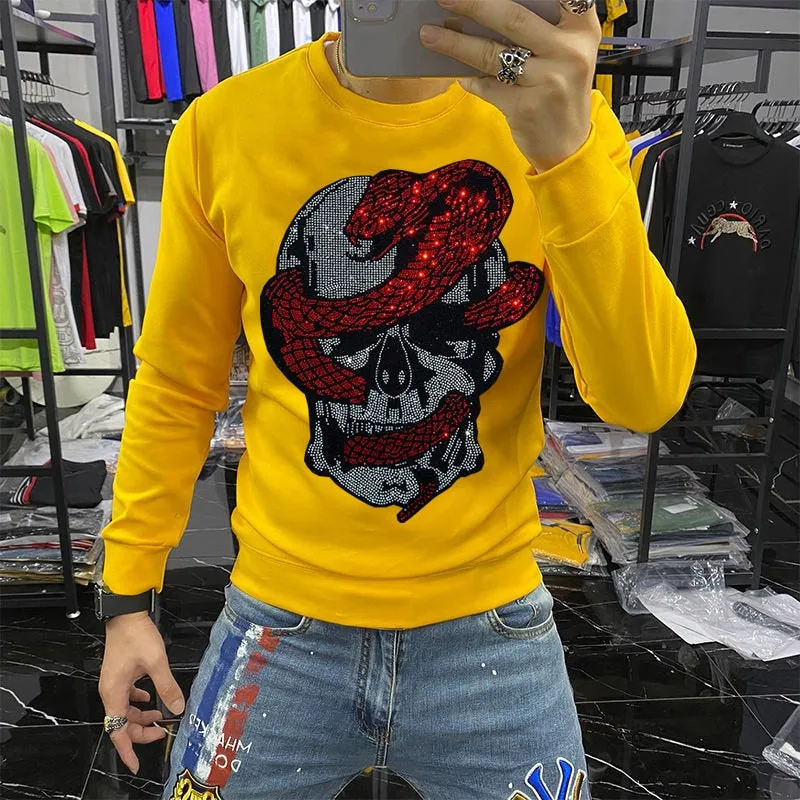 Skull Snake Pattern Cotton Polyamide Sweatshirt