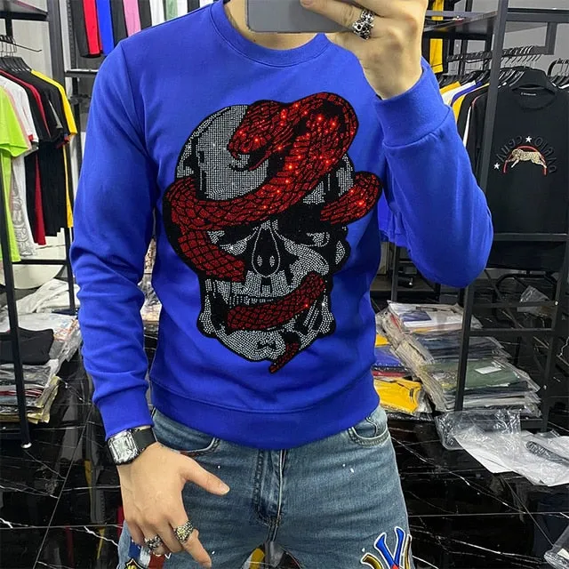 Skull Snake Pattern Cotton Polyamide Sweatshirt