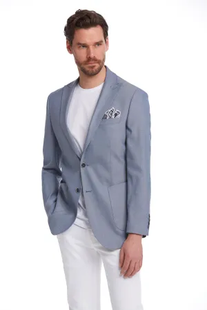 Slim Fit Blue Peak Lapel Casual Blazer