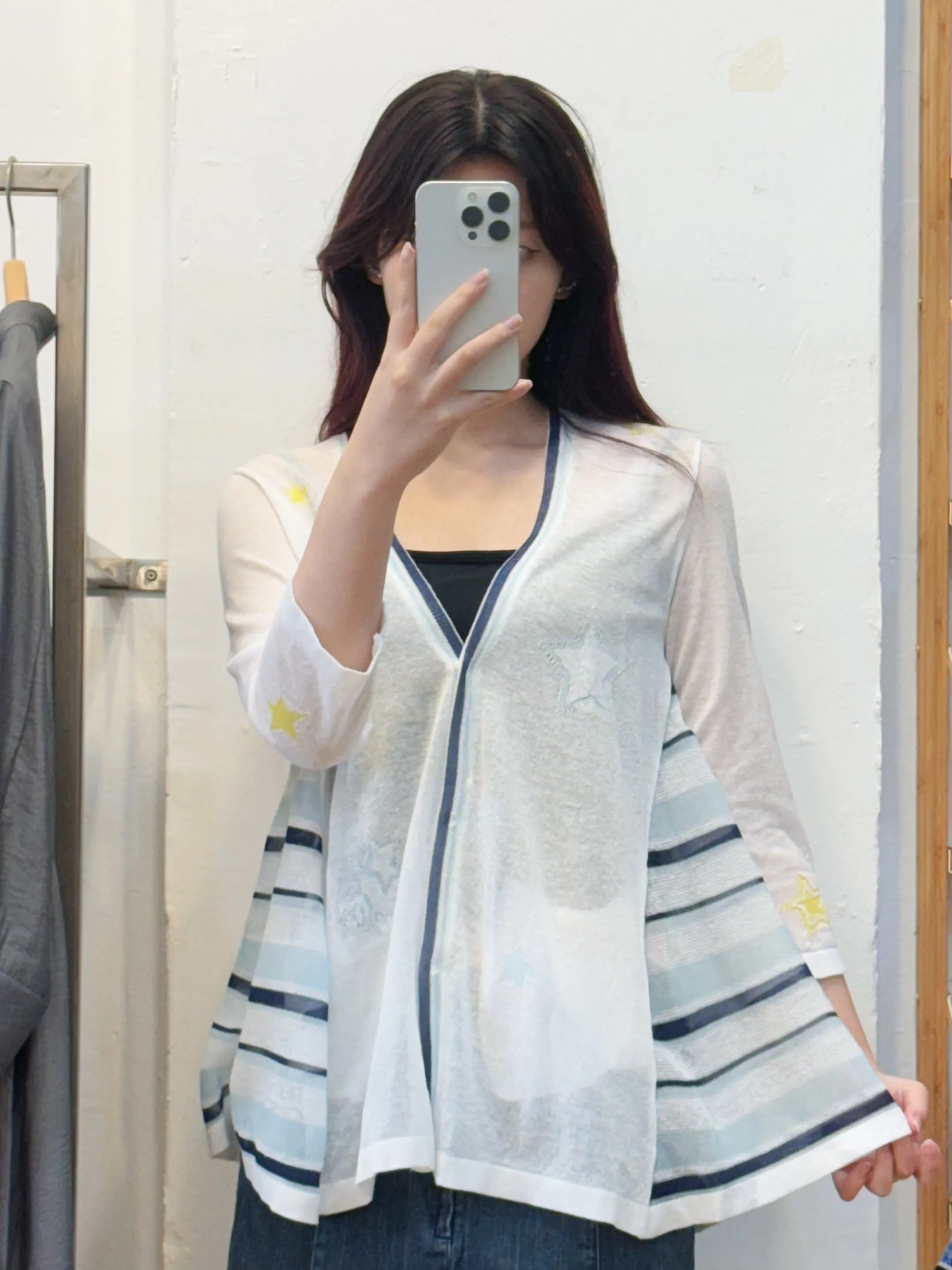 Star stripe pattern cardigan