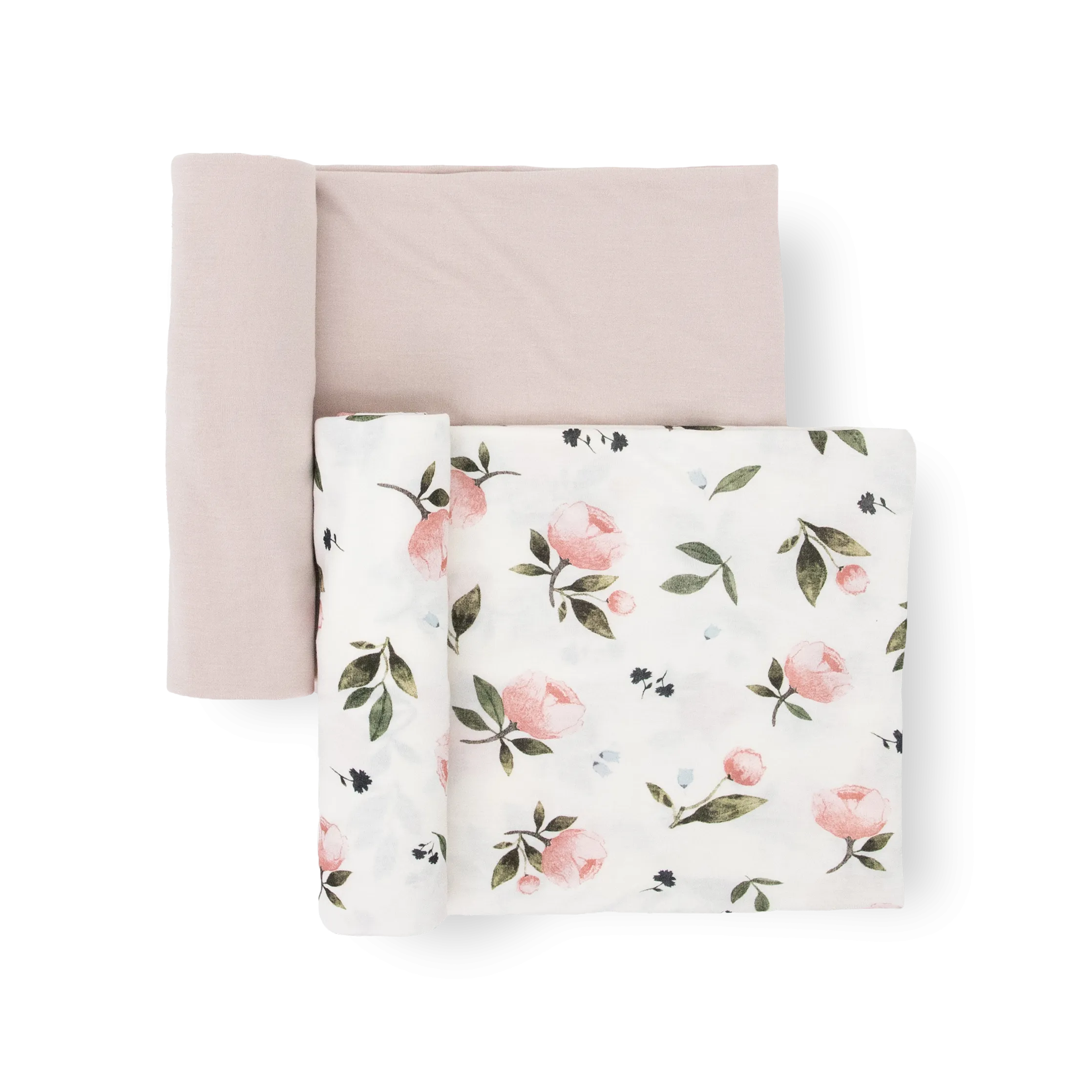 Stretch Knit Swaddle Blanket 2 Pack - Watercolor Rose