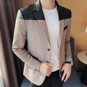 Striped Pattern Polyester Blazer