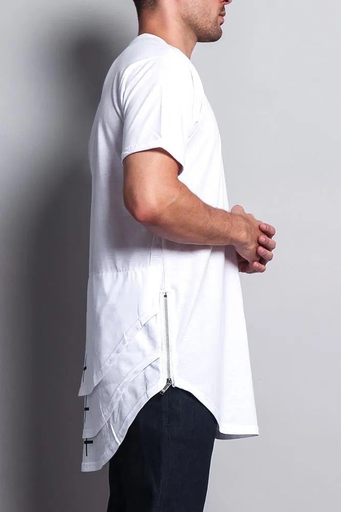 Triple Stacked Plus Long Length Curved Hem T-Shirt