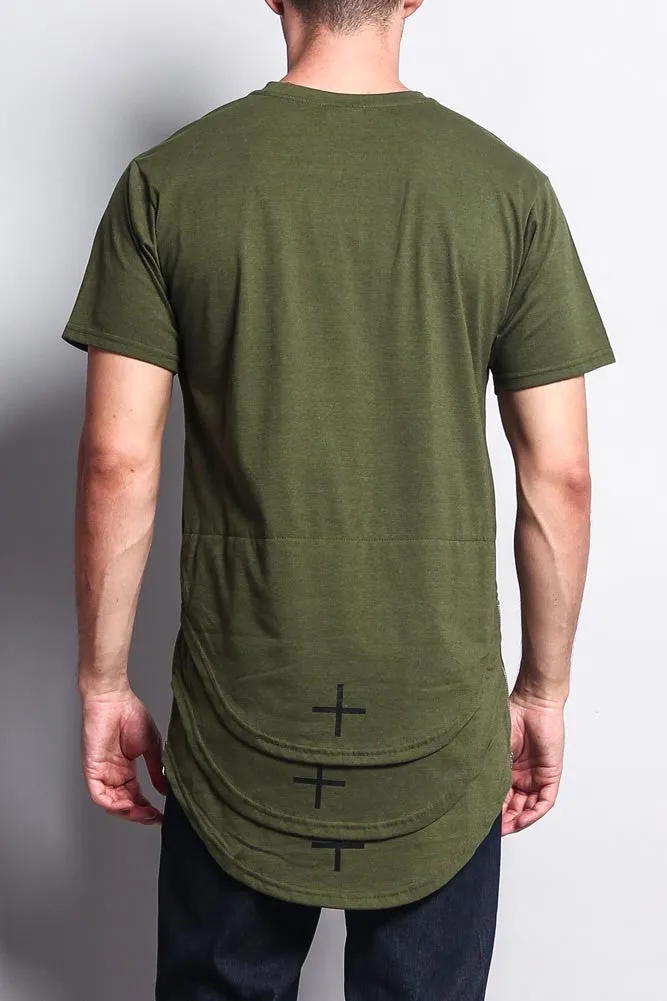 Triple Stacked Plus Long Length Curved Hem T-Shirt