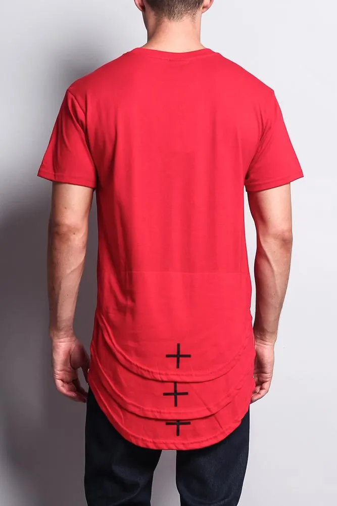 Triple Stacked Plus Long Length Curved Hem T-Shirt