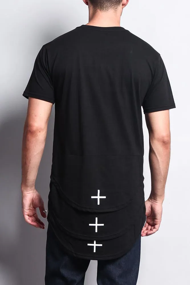 Triple Stacked Plus Long Length Curved Hem T-Shirt